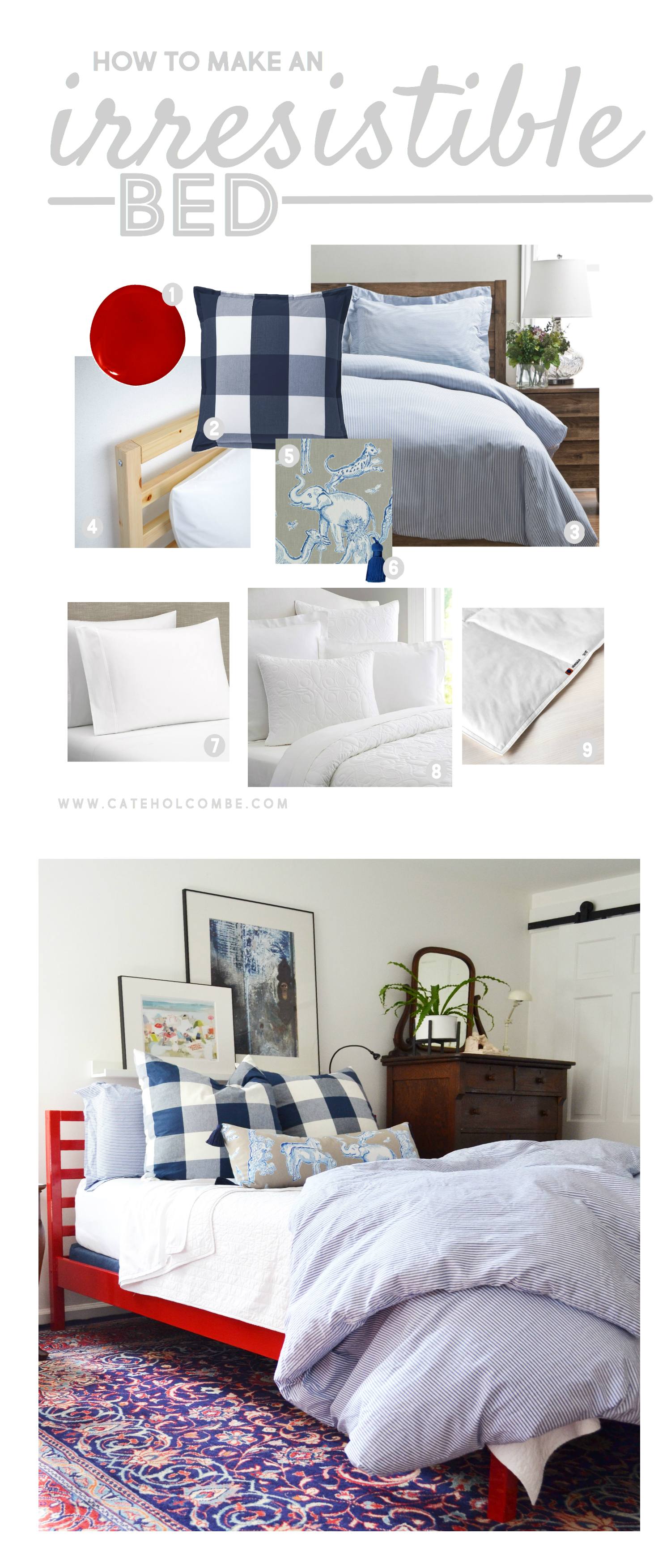 how to make an irresistibly comfortable bed pin Cate Holcombe