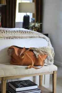 vintage leather weekender, Cate Holcombe Interiors