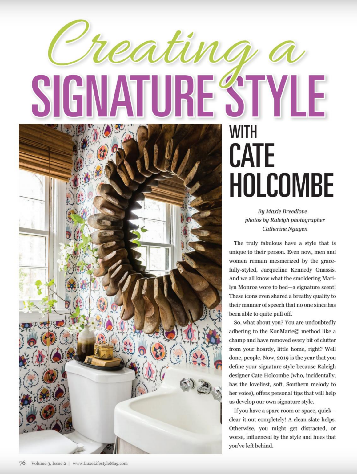 Creating a Signature Style (my article in Luxe Lifestyle Magazine) - Cate  Holcombe Interiors