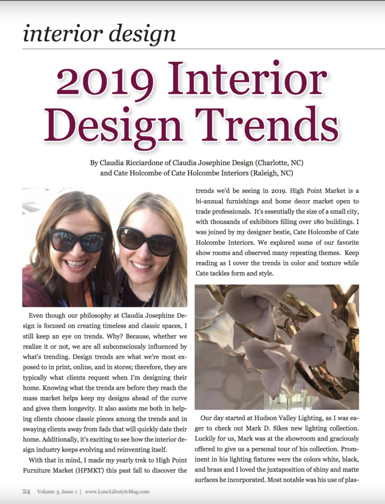2019 Trends Article in Luxe Lifestyle Magazine - Cate ...