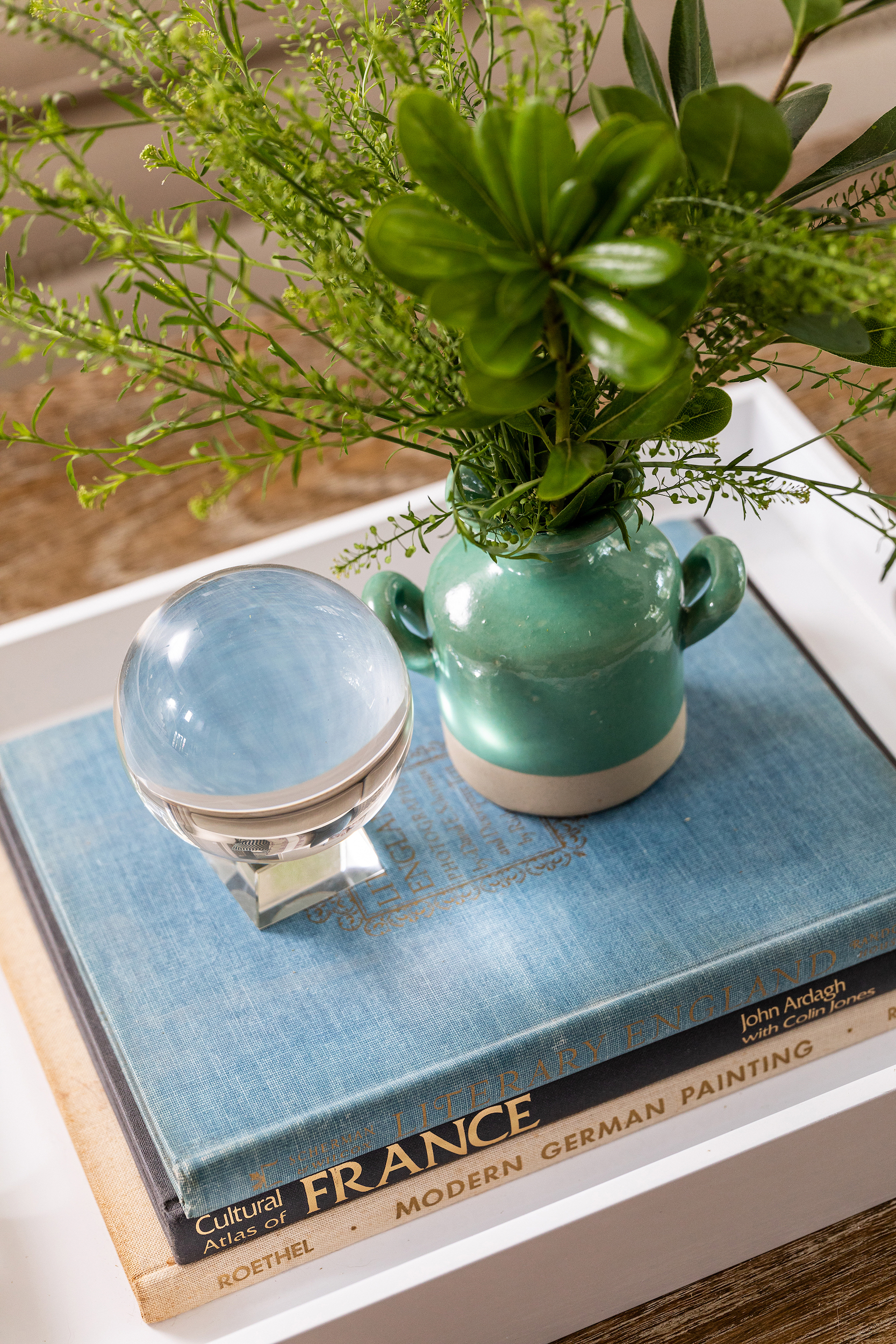 coffee table styling; vintage books